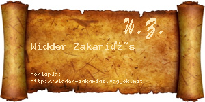 Widder Zakariás névjegykártya